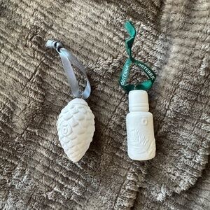 Doterra White Ceramic Aromatherapy Hanging Ornaments with Branded Ribbons